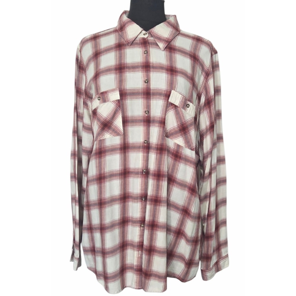 Maurice's Lightweight Plaid Casual Button Up Collared Shirt Women's Size 2 - 2X
